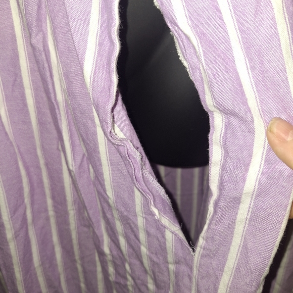 Purple Pleated Sundress with Square Neckline - Picture 4 of 8